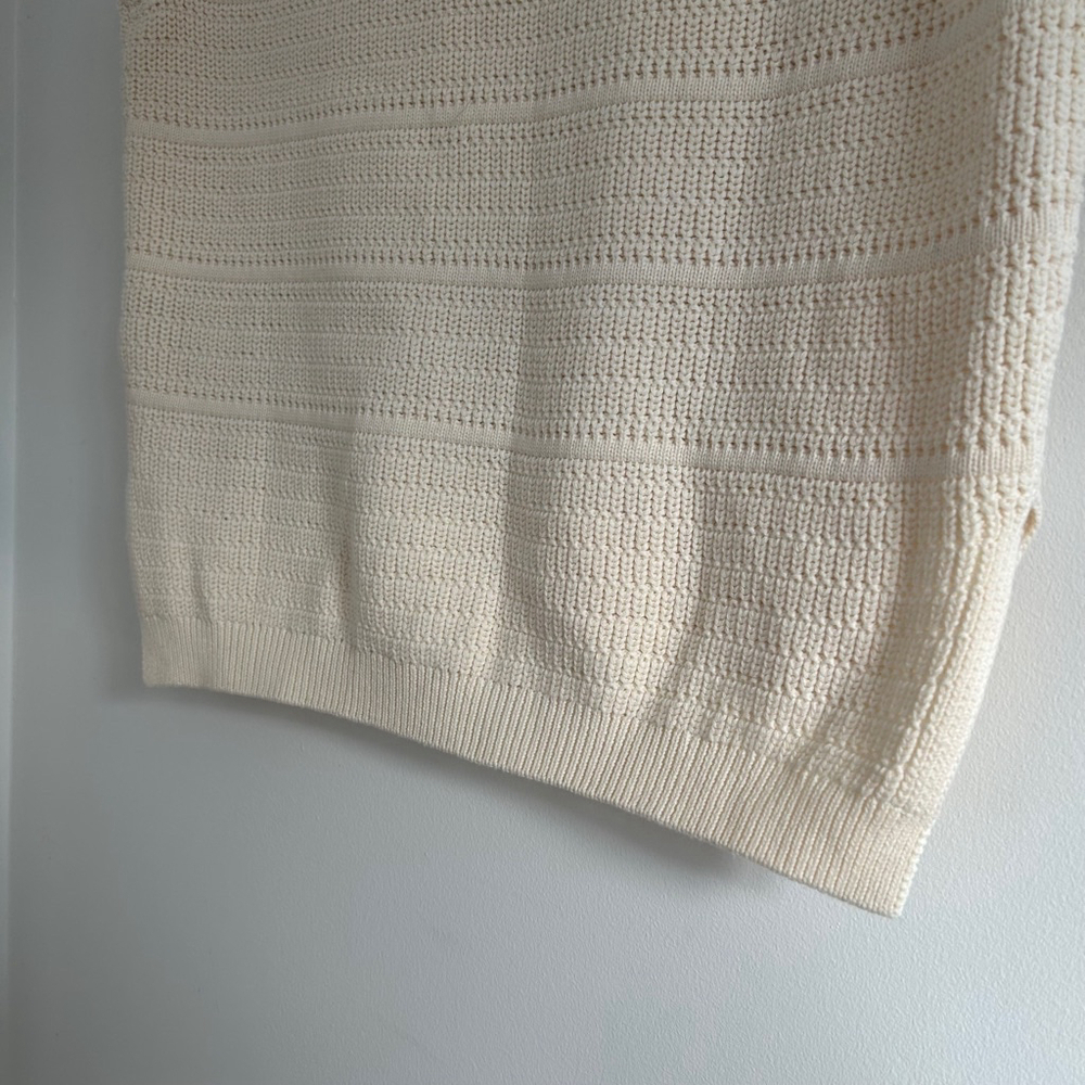 PAPER LABEL Cheyenne Knit Vest Sleeveless Pullover Quarter Zip Cream Size Medium - Picture 11 of 14